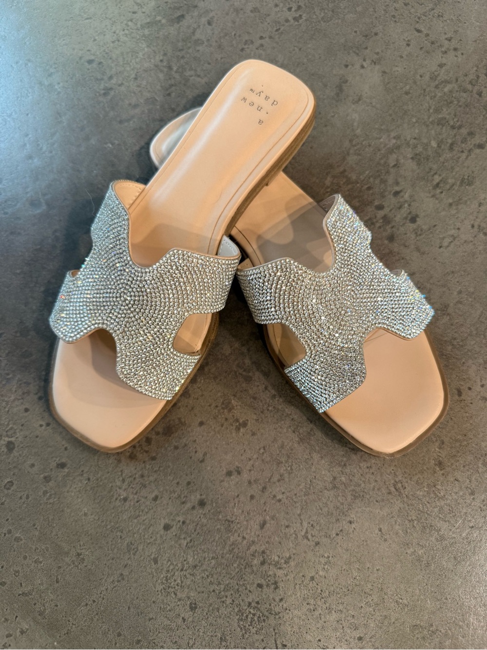 a new day Nude Rhinestone-Embellished Slide Mules